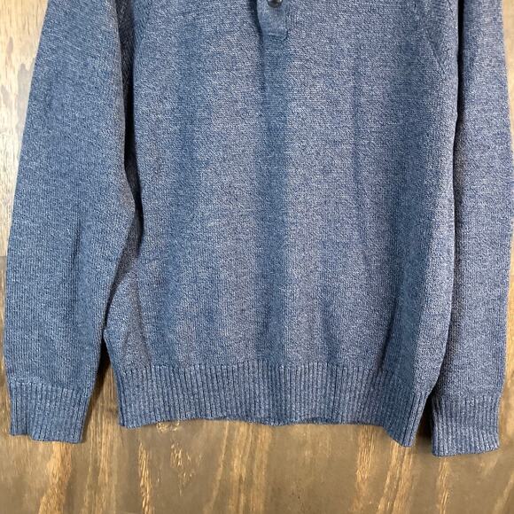 Banana Republic Mens Sweater Gray Knitted Mock Henley Neck Fine Wool Blend M - Picture 3 of 12